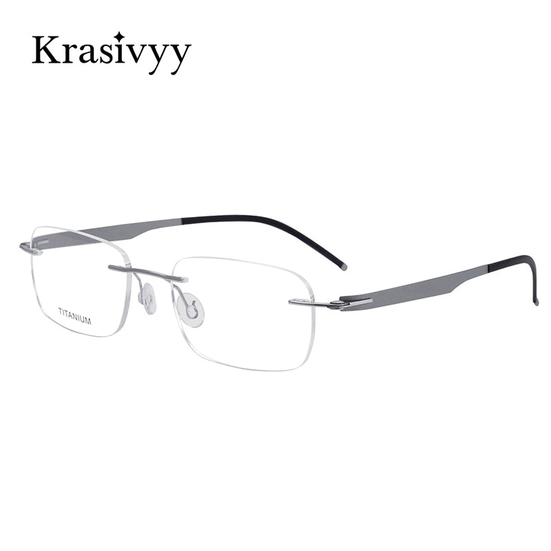 Krasivyy Men's Rimless Square Screwless Titanium Eyeglasses Kr5002 Rimless Krasivyy   
