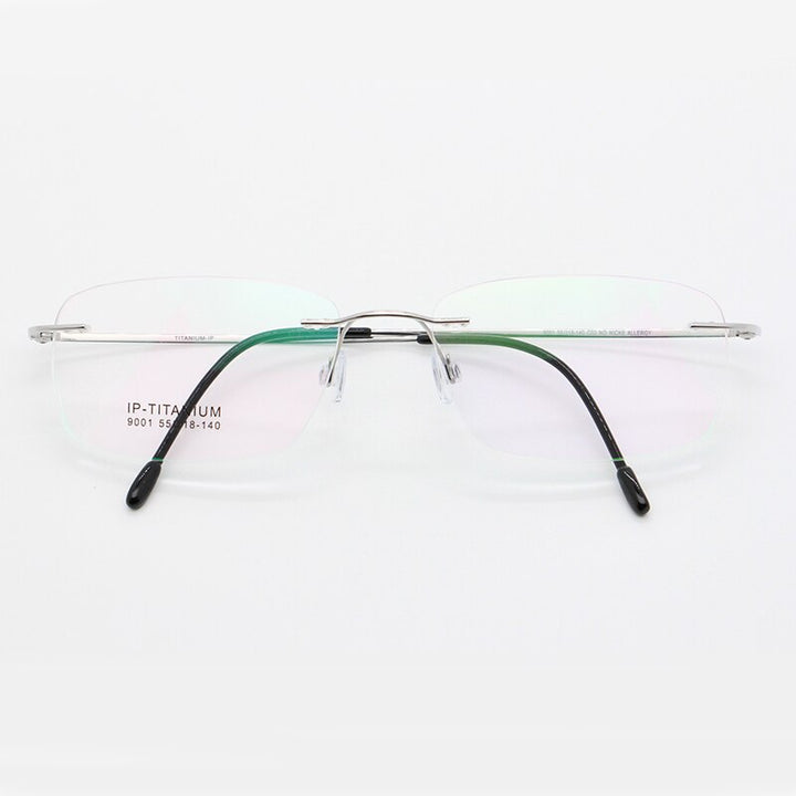 Unisex Rimless Titanium Frame Eyeglasses Customizable Lenses 9001 Rimless Bclear   