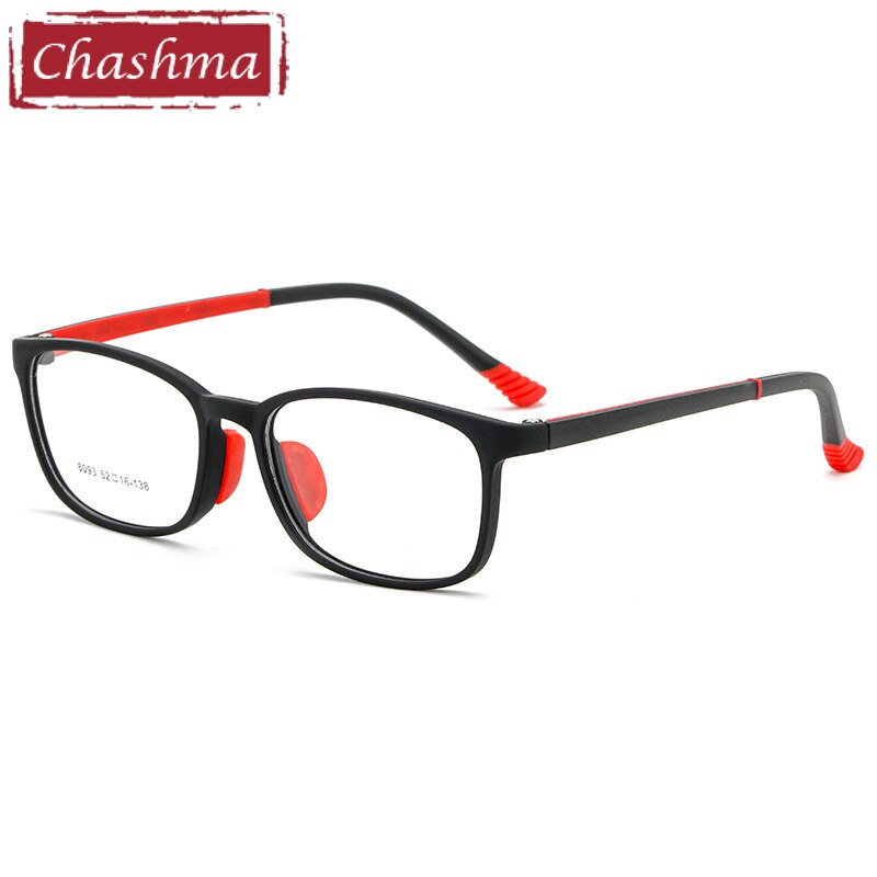 Chashma Ottica Children's Unisex Full Rim Square Tr 90 Titanium Eyeglasses 8093 Full Rim Chashma Ottica Black Red  