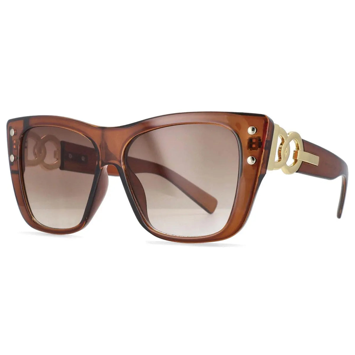CCspace Women's Full Rim Cat Eye Resin Frame Sunglasses 53689 - tea
