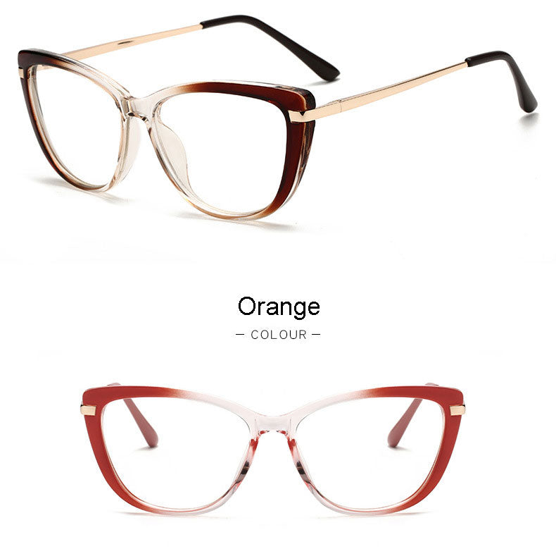 Hotony Unisex Full Rim Cat Eye Alloy Acetate Frame Spring Hinge Eyeglasses 32014 Full Rim Hotony   