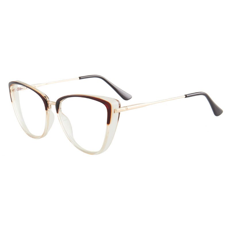 Hotony Women's Full Rim TR 90 Resin Cat Eye Frame Eyeglasses 7033 Full Rim Hotony Auburn  