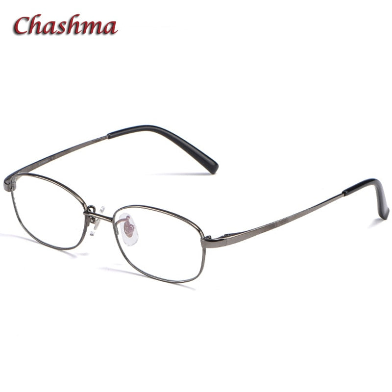 Chashma Ochki Unisex Full Rim Square Titanium Eyeglasses 10196 Full Rim Chashma Ochki Gray  