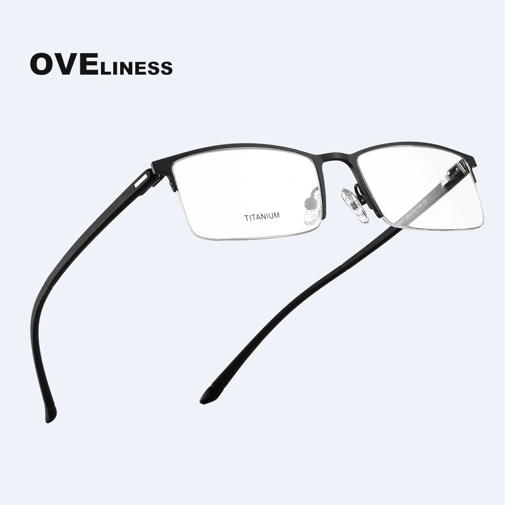 Oveliness Men's Semi Rim Square Titanium Alloy Eyeglasses 8838 Semi Rim Oveliness   