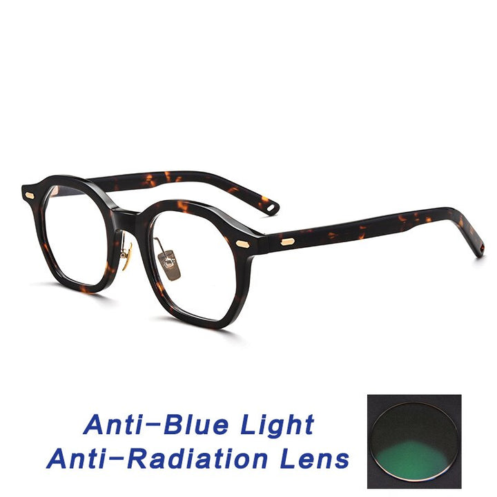 Gatenac Unisex Full Rim Square Acetate Frame Eyeglasses Gxj33 Full Rim Gatenac Tortoise Anti blue  