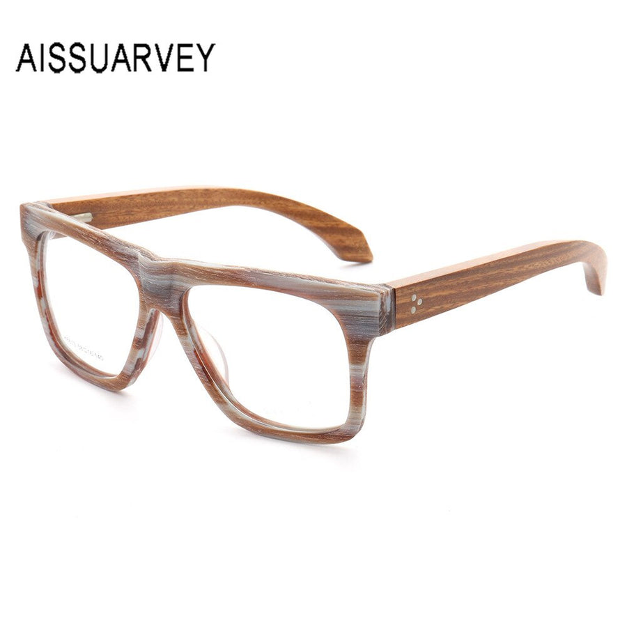 Aissuarvey Unisex Full Rim Rectangular Frame Wooden Eyeglasses K6613 Full Rim Aissuarvey Eyeglasses k6613-C946 CN 