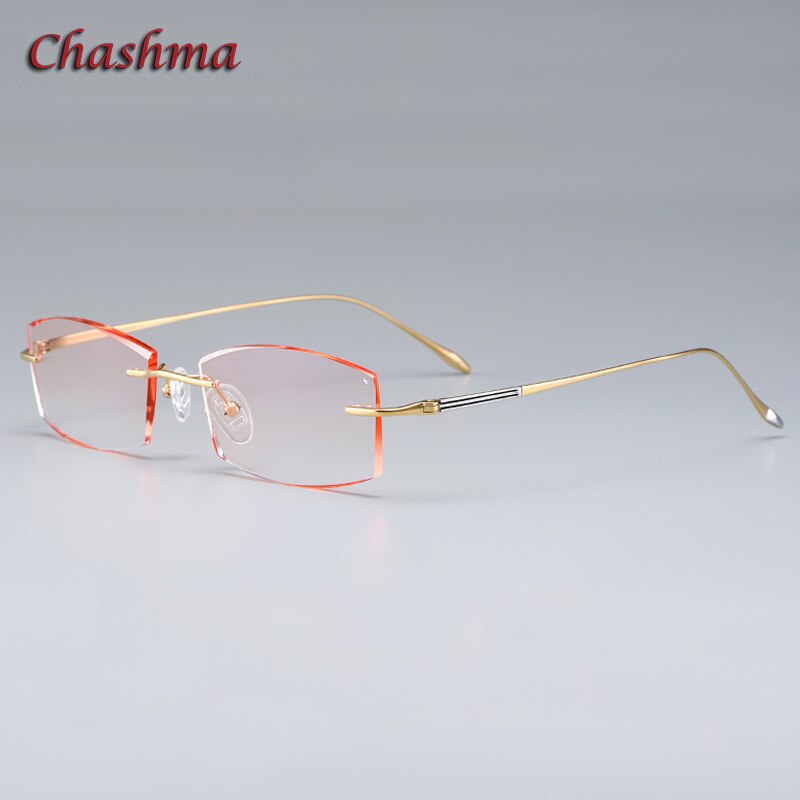 Chashma Ochki Women's Rimless Irregular Square Titanium Eyeglasses Rimless Chashma Ochki Gold  