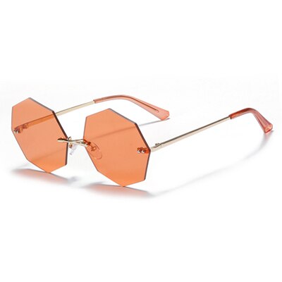 Ralferty Women's Steampunk Polygon Sunglasses WK005 Sunglasses Ralferty C3 Light Orange As picture 