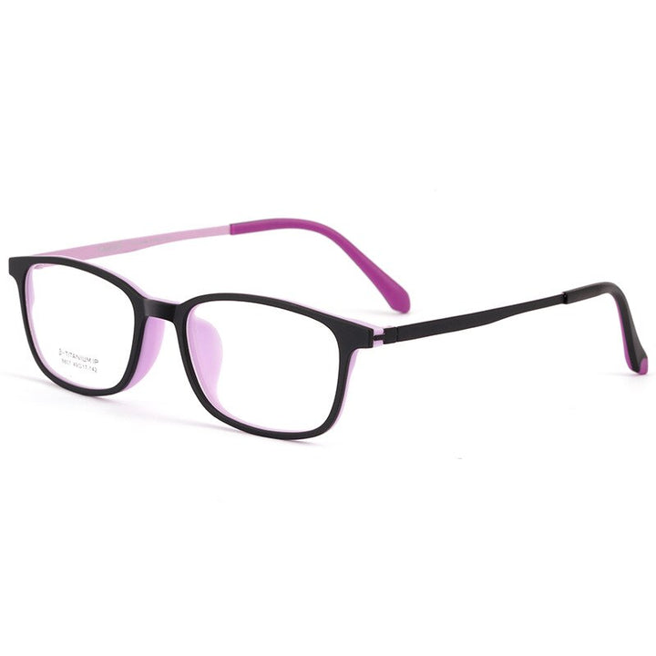 Hdcrafter Unisex Full Rim Square Tr 90 Titanium Frame Eyeglasses 8807 Full Rim Hdcrafter Eyeglasses Black Purple  