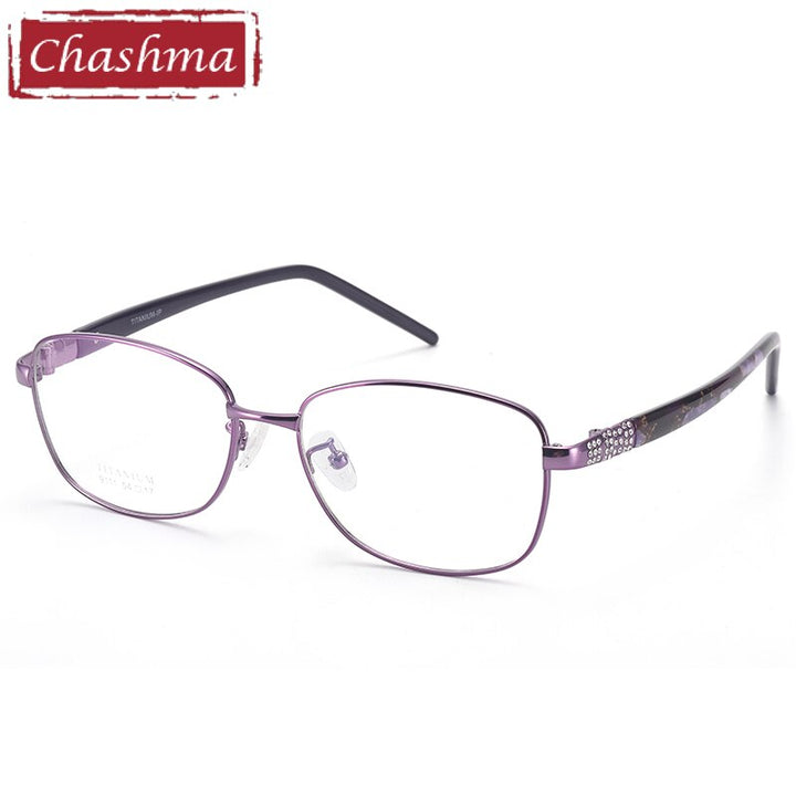 Women's Titanium Full Rim Frame Eyeglasses 9111 Full Rim Chashma Purple  