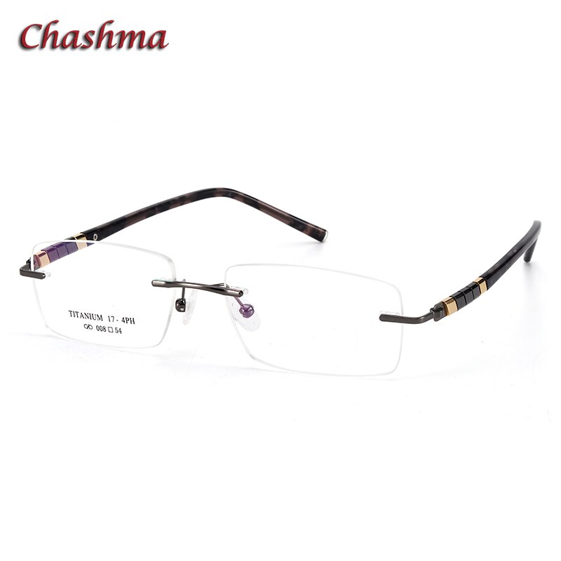 Chashma Ochki Unisex Rimless Square Titanium Stainless Steel Eyeglasses 008 Rimless Chashma Ochki   