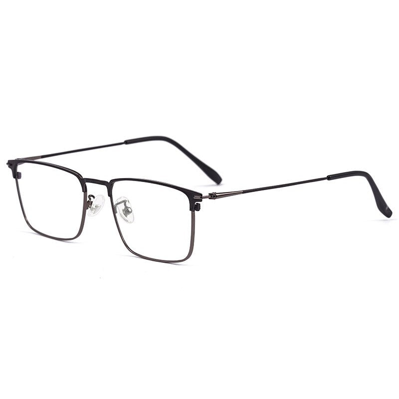 Reven Jate Men's Eyeglasses 0606 Full Rim Square Shape Alloy Eyewear Rx-Able Full Rim Reven Jate black-grey  