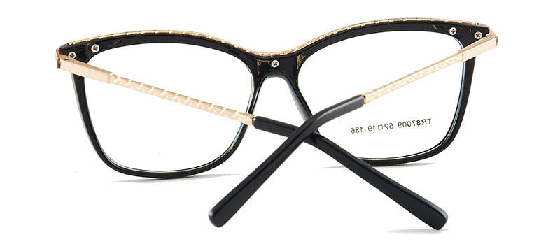 Hotony Woman's Full Rim Square TR 90 Resin Alloy Frame Eyeglasses 7009 Full Rim Hotony   