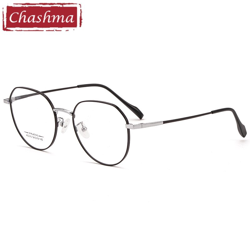 Chashma Ottica Unisex Full Rim Round Stainless Steel Eyeglasses Ac016 Full Rim Chashma Ottica Black Silver  