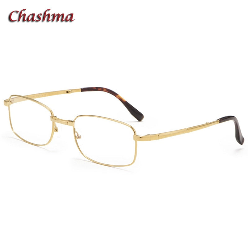Chashma Ochki Unisex Full Rim Square Titanium Foldable Eyeglasses 8923 Full Rim Chashma Ochki Gold  