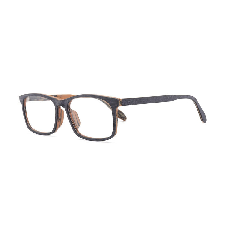 Hdcrafter Unisex Full Rim Oversized Square Wood Frame Eyeglasses 1691 Full Rim Hdcrafter Eyeglasses   