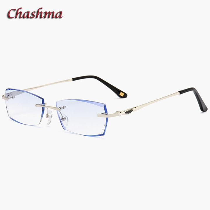 Chashma Ochki Men's Rimless Rectangle Titanium Eyeglasses Tinted Lenses 8193 Rimless Chashma Ochki   