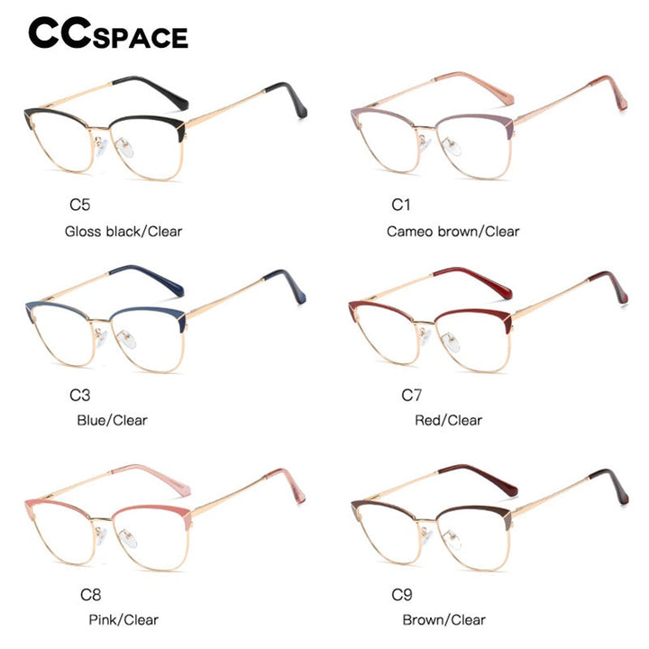 CCSpace Unisex Full Rim Cat Eye Alloy Eyeglasses 48165 Full Rim CCspace   