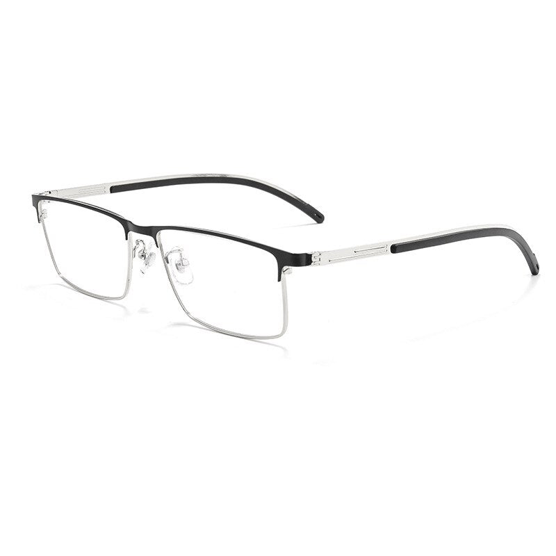 KatKani Men's Full Rim Square Alloy Frame Eyeglasses 01hx5032 Full Rim KatKani Eyeglasses Black Silver  