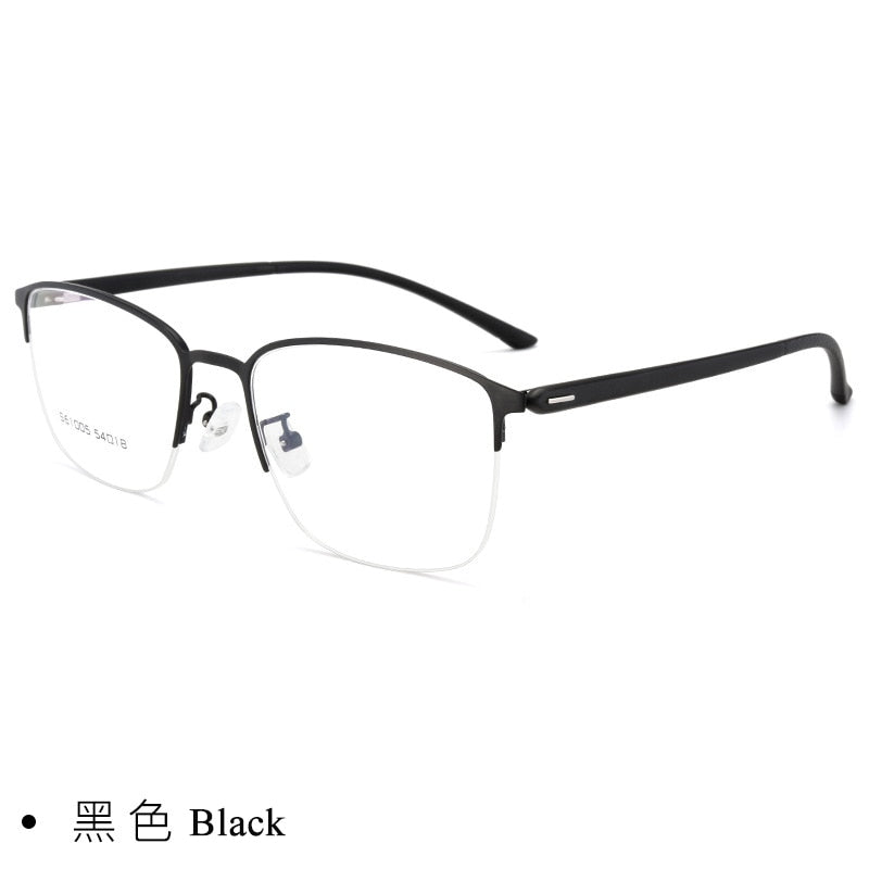 Men's Full Rim IP Electroplated Titanium Alloy Frame Eyeglasses 61005 Full Rim Bclear black  