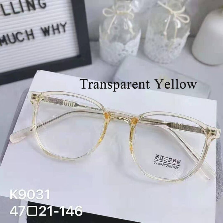 Unisex Full Rim Acetate Frame Eyeglasses Xy9031 Full Rim Bclear Transparent Yellow  