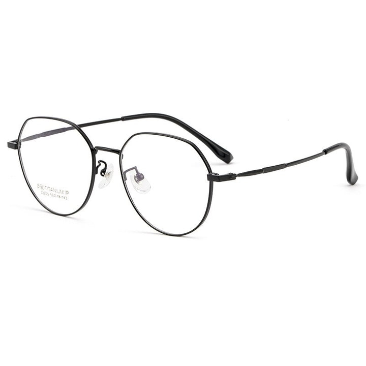 Yimaruili Unisex Full Rim Polygon TR 90 Resin β Titanium Frame Eyeglasses 32209 Full Rim Yimaruili Eyeglasses Black  