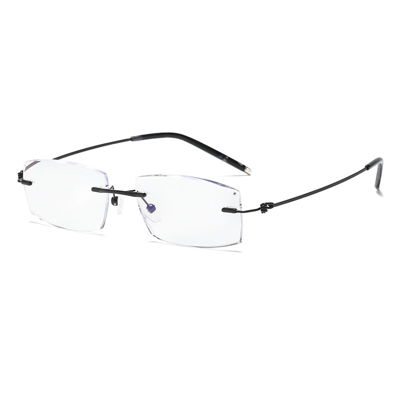 Zirosat 8581 Unisex Rimless Titanium Reading Glasses Anti Blue Lenses +1.0 to +4.0 Reading Glasses Zirosat +100 black 