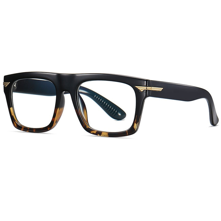 CCSpace Unisex Full Rim Square Tr 90 Titanium Frame Eyeglasses 49362 Full Rim CCspace C264-P81Leopard  