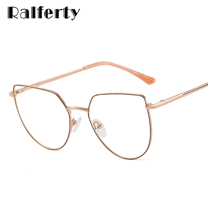 Ralferty Women's Full Rim Flat Top Cat Eye Alloy Eyeglasses F91211 Full Rim Ralferty   