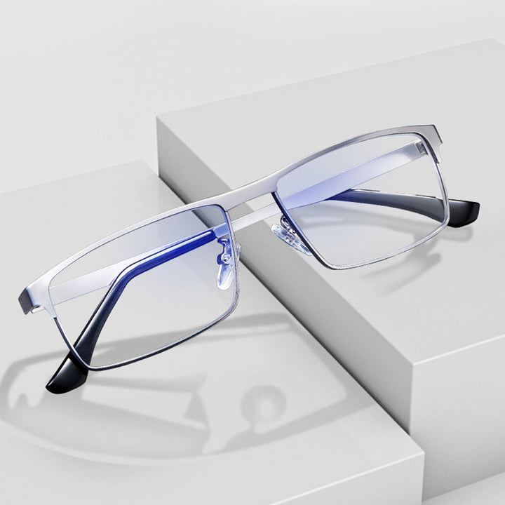 Hotony Unisex Full Rim Square Alloy Frame Anti Blue Light Reading Glasses 9013 Reading Glasses Hotony   