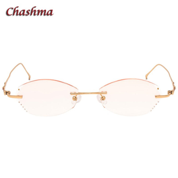 Chashma Ochki Women's Rimless Oval Rectangle Titanium Eyeglasses 2879 Tinted Lenses Rimless Chashma Ochki   