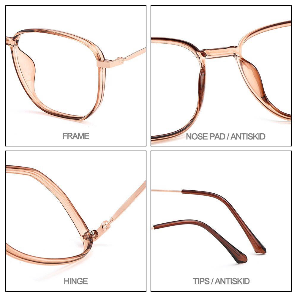 Women's Eyeglasses Ultralight Square Frame Alloy Tr90 Plastic M98008 Frame Gmei Optical   