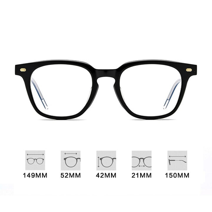 Gatenac Full Rim Square Acetate Frame Eyeglasses Gxyj645 Full Rim Gatenac KUB Black  