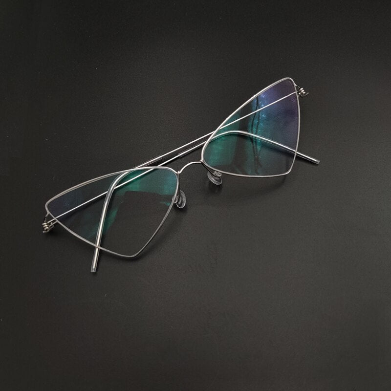 Yujo Women's Full Rim Cat Eye Triangle Stainless Steel  Eyeglasses Y049 Full Rim Yujo   