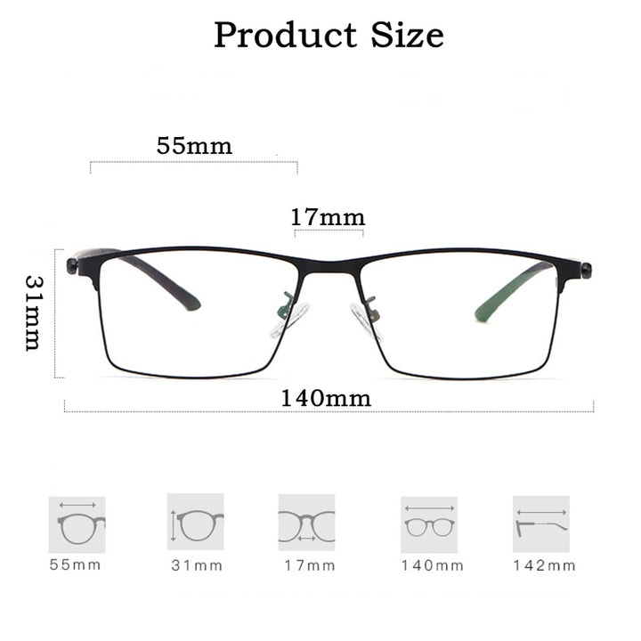 KatKani Men's Full Rim Titanium Alloy Anti-Blue Light Reading Glasses Hyperopic P8837 Reading Glasses KatKani Eyeglasses   