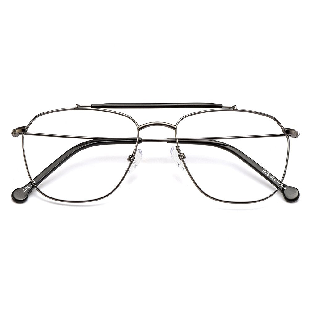 Gmei Men's Full Rim Square Double Bridge Alloy Eyeglasses M1876 Full Rim Gmei Optical   