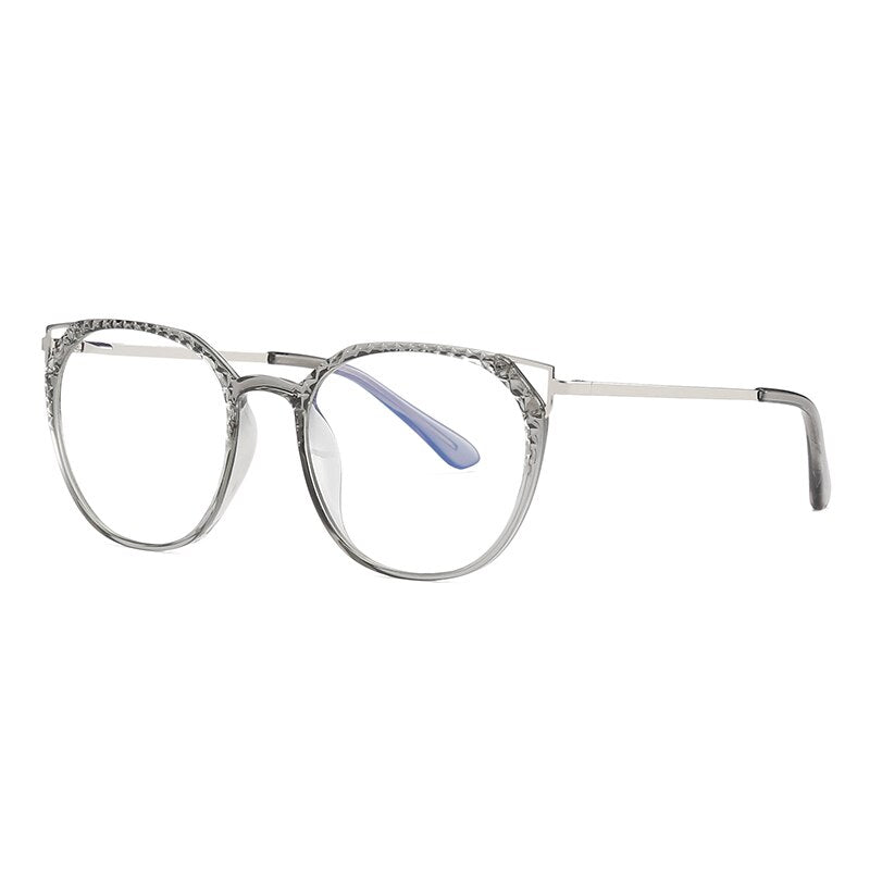 Hotochki Women's Full Rim Round TR-90 Resin Alloy Frame Eyeglasses 2054 Full Rim Hotochki gray  