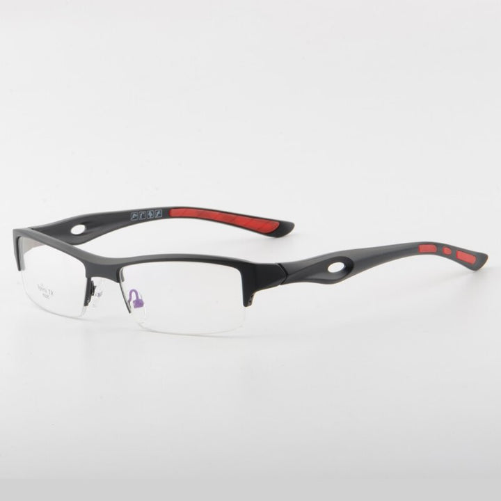 Unisex Reading Glasses Sports Tr 90 Titanium Semi Rim Reading Glasses Cubojue black red pad no function lens 0 