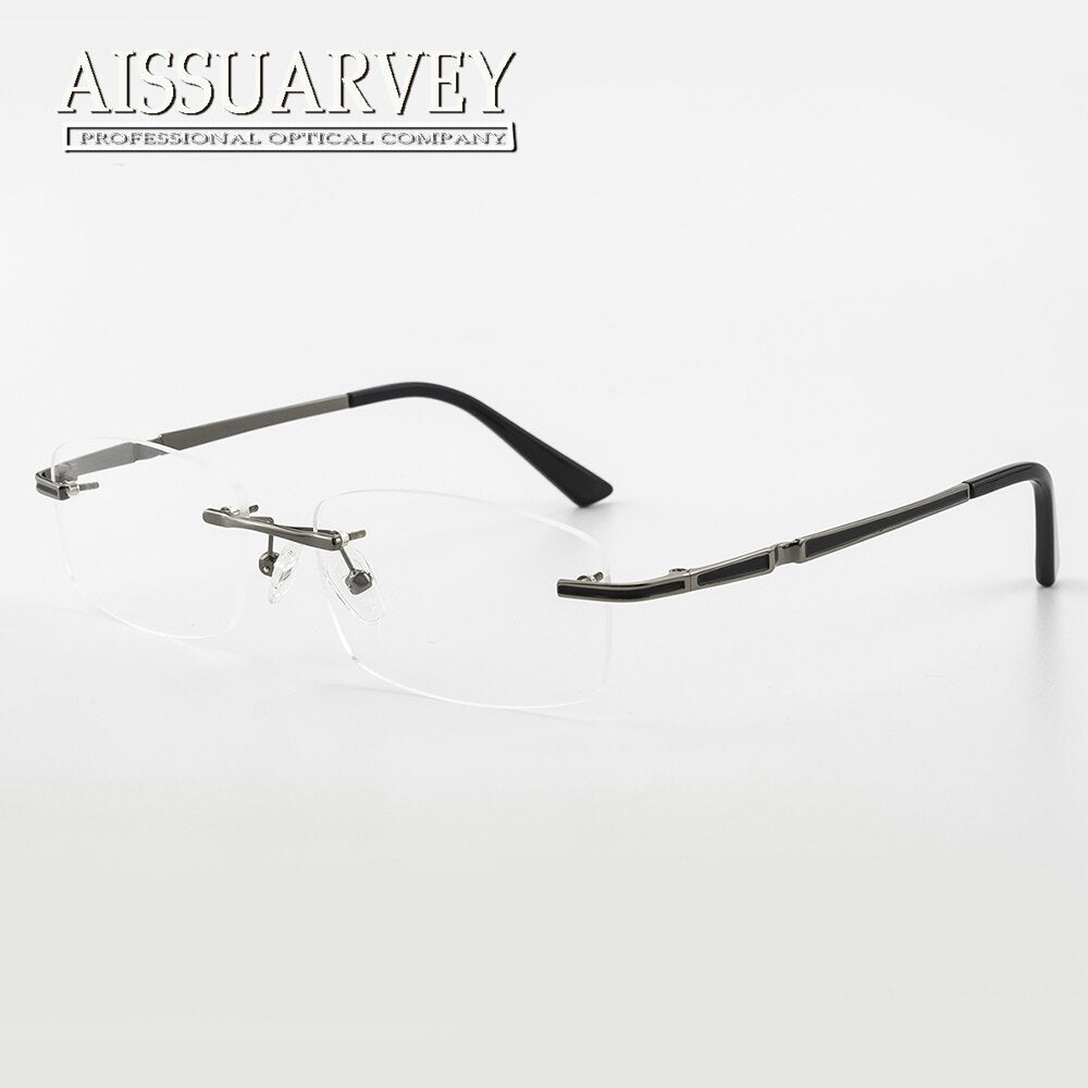Aissuarvey Men's Rimless Alloy Frame Eyeglasses AsyC041 Rimless Aissuarvey Eyeglasses gray  