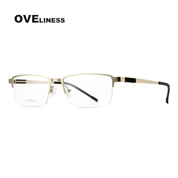 Oveliness Men's Semi Rim Square Titanium Alloy Eyeglasses Ol9877p Semi Rim Oveliness silver  