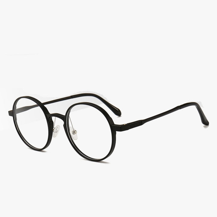 Unisex Round Ultem Steel Full Rim Eyeglasses 1192 Full Rim Bclear Matte black  