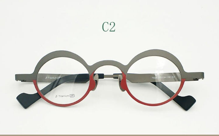 Unisex Retro Round Eyeglasses Pure Titanium Frame 7023 Frame Yujo C2 China 