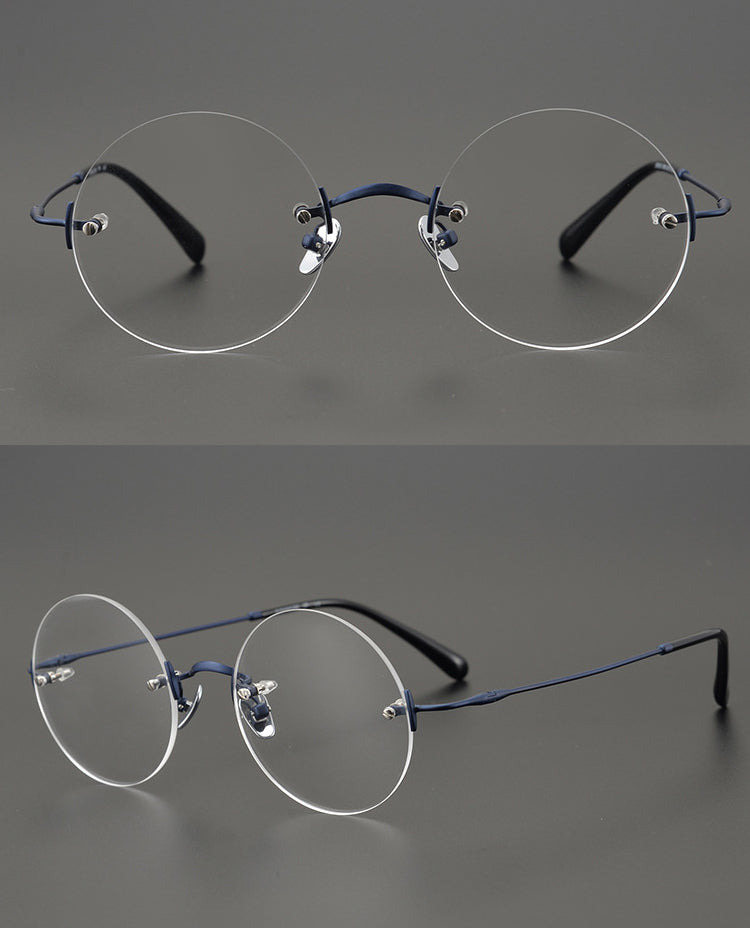 Gatenac Unisex Rimless Round Titanium Frame Eyeglasses Gxyj647 Rimless Gatenac   