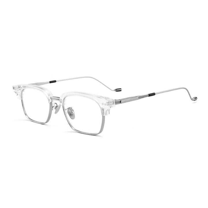 Aissuarvey Acetate Titanium Full Horn Rim Rectangle Frame Eyeglasses Frame Aissuarvey Eyeglasses Clear silver  