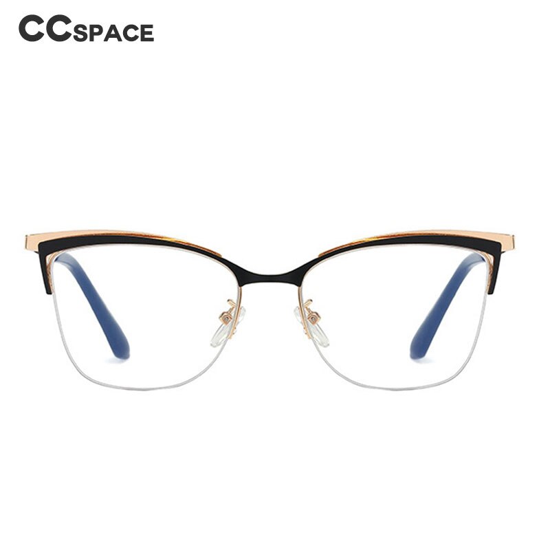CCspace Women's Semi Rim Cat Eye Alloy Frame Eyeglasses 48282 Semi Rim CCspace   