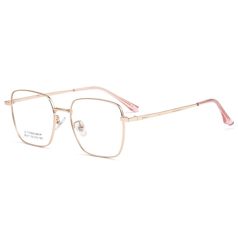 KatKani Unisex Full Rim Square Alloy Frame Eyeglasses 86311P Full Rim KatKani Eyeglasses Rose Gold  