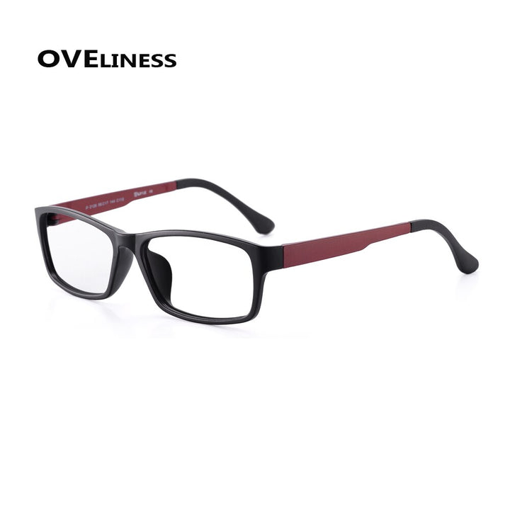 Oveliness Unisex Full Rim Square Tr 90 Titanium Eyeglasses 2126 Full Rim Oveliness black red  
