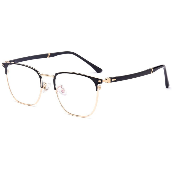 KatKani Men's Full Rim Square Alloy Frame Eyeglasses 6120d Full Rim KatKani Eyeglasses Black Gold  