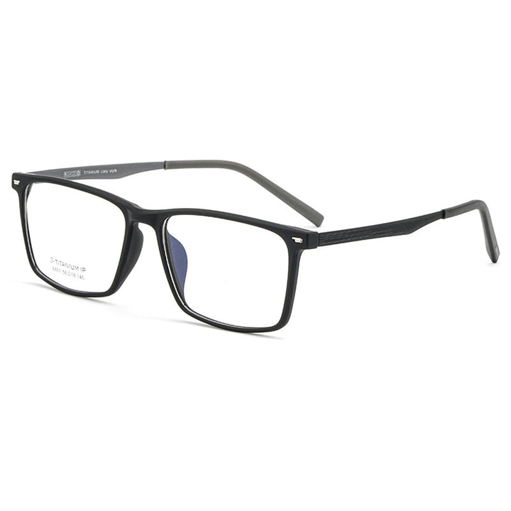 Yimaruili Men's Full Rim TR 90 Resin β Titanium Frame Eyeglasses 8881 Full Rim Yimaruili Eyeglasses Black Gray  