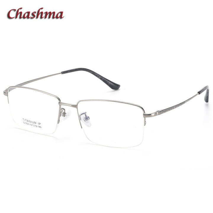 Chashma Ochki Men's Semi Rim Square Titanium Eyeglasses 0723 Semi Rim Chashma Ochki Gray  